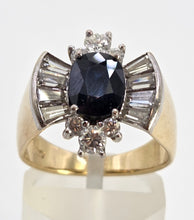 Load image into Gallery viewer, 2616: Vintage: 18ct Gold Blue Sapphire Diamonds (1.10ct) Cocktail Ring- Extraordinary
