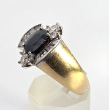 Load image into Gallery viewer, 2616: Vintage: 18ct Gold Blue Sapphire Diamonds (1.10ct) Cocktail Ring- Extraordinary
