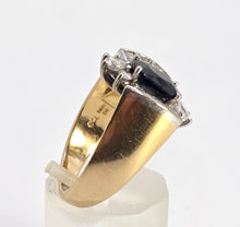 Load image into Gallery viewer, 2616: Vintage: 18ct Gold Blue Sapphire Diamonds (1.10ct) Cocktail Ring- Extraordinary
