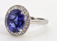 Load image into Gallery viewer, 2624: Vintage: Platinum Large Violet Tanzanite 48 Sparkling Diamonds Cluster Ring
