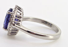 Load image into Gallery viewer, 2624: Vintage: Platinum Large Violet Tanzanite 48 Sparkling Diamonds Cluster Ring
