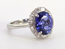 Load image into Gallery viewer, 2624: Vintage: Platinum Large Violet Tanzanite 48 Sparkling Diamonds Cluster Ring
