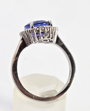 Load image into Gallery viewer, 2624: Vintage: Platinum Large Violet Tanzanite 48 Sparkling Diamonds Cluster Ring
