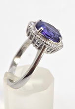 Load image into Gallery viewer, 2624: Vintage: Platinum Large Violet Tanzanite 48 Sparkling Diamonds Cluster Ring
