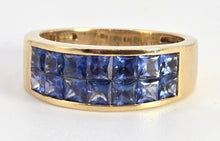 Load image into Gallery viewer, 2625: Vintage; 18ct Gold Ceylon Blue Sapphire Tiered Ring- Fabulous
