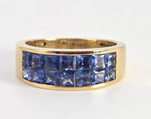 Load image into Gallery viewer, 2625: Vintage; 18ct Gold Ceylon Blue Sapphire Tiered Ring- Fabulous
