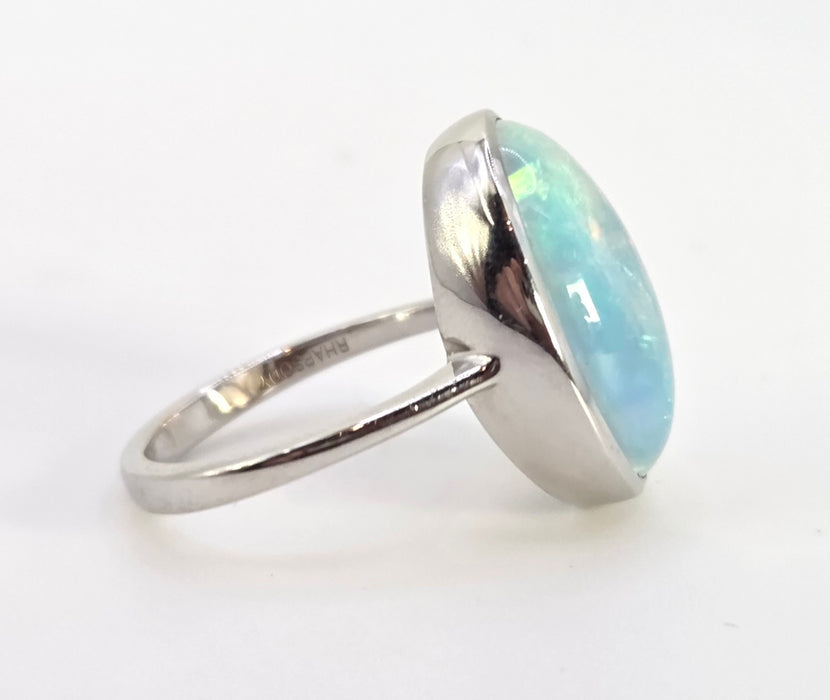 6390 Vintage: Platinum 7.75ct Ethiopian Welo Opal Dress Ring