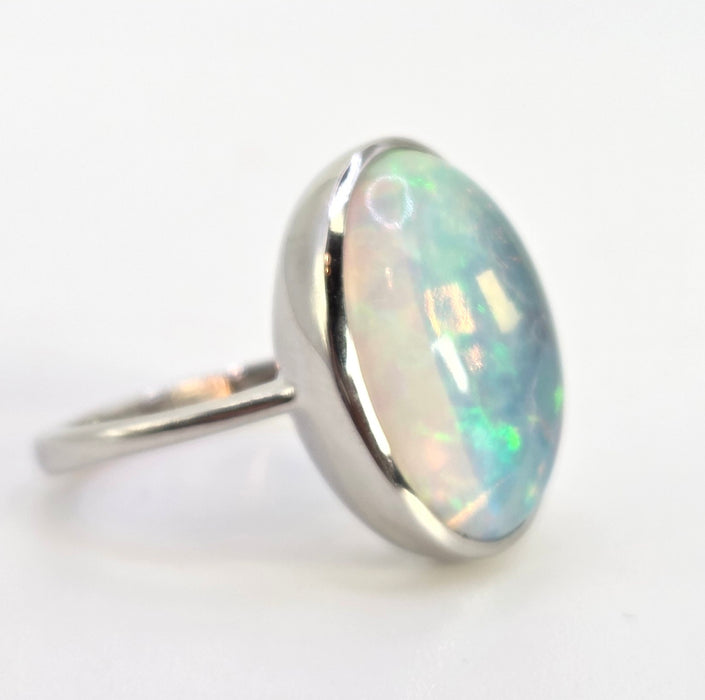 6390 Vintage: Platinum 7.75ct Ethiopian Welo Opal Dress Ring