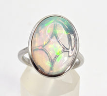 Load image into Gallery viewer, 2626: Vintage: Platinum Large Ethiopian Welo Opal Statement Ring
