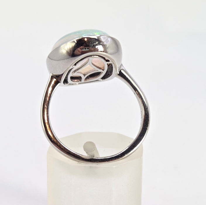 6390 Vintage: Platinum 7.75ct Ethiopian Welo Opal Dress Ring