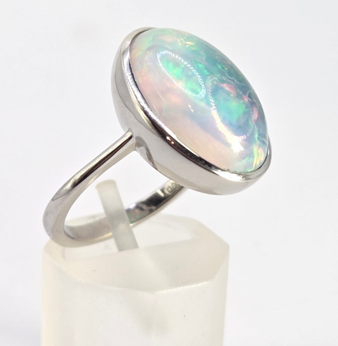 6390 Vintage: Platinum 7.75ct Ethiopian Welo Opal Dress Ring