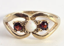 Load image into Gallery viewer, 0598: Vintage 9ct Gold Opals Garnet Dress Ring
