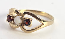 Load image into Gallery viewer, 0598: Vintage 9ct Gold Opals Garnet Dress Ring
