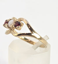 Load image into Gallery viewer, 0598: Vintage 9ct Gold Opals Garnet Dress Ring
