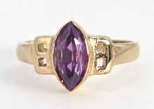 Load image into Gallery viewer, 0601: Vintage 9ct Gold Openwork Marquise Cut Purple Sapphire Dress Ring
