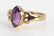 Load image into Gallery viewer, 0601: Vintage 9ct Gold Openwork Marquise Cut Purple Sapphire Dress Ring
