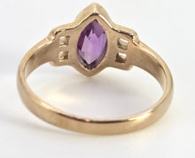 Load image into Gallery viewer, 0601: Vintage 9ct Gold Openwork Marquise Cut Purple Sapphire Dress Ring
