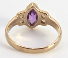 Load image into Gallery viewer, 0601: Vintage 9ct Gold Openwork Marquise Cut Purple Sapphire Dress Ring
