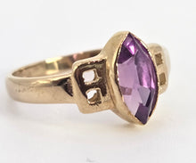 Load image into Gallery viewer, 0601: Vintage 9ct Gold Openwork Marquise Cut Purple Sapphire Dress Ring
