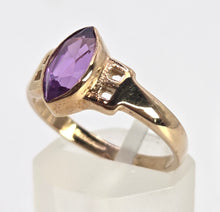 Load image into Gallery viewer, 0601: Vintage 9ct Gold Openwork Marquise Cut Purple Sapphire Dress Ring
