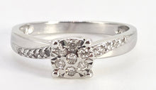 Load image into Gallery viewer, 0602: Vintage: 9ct White Gold 19 Natural Sparkling Diamonds Dress Ring
