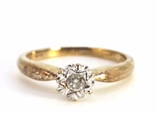 Load image into Gallery viewer, 0603: Vintage: 9ct Gold Round Faceted Cut Natural Diamond Solitaire Ring
