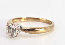 Load image into Gallery viewer, 0603: Vintage: 9ct Gold Round Faceted Cut Natural Diamond Solitaire Ring
