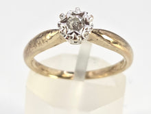 Load image into Gallery viewer, 0603: Vintage: 9ct Gold Round Faceted Cut Natural Diamond Solitaire Ring
