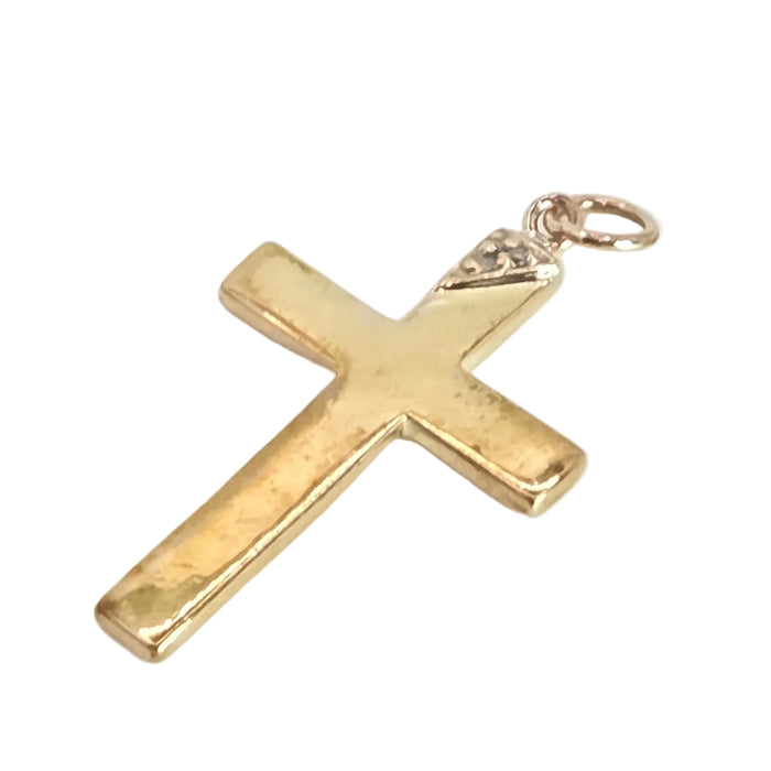 Vintage: 9ct Yellow Gold Natural Diamond Cross Pendant