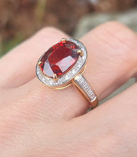 Load image into Gallery viewer, 0635 Vintage: 18ct Gold  Orange Spessartite Garnet Diamonds Cluster Ring- A rare find
