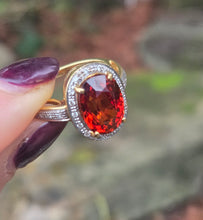 Load image into Gallery viewer, 0635 Vintage: 18ct Gold  Orange Spessartite Garnet Diamonds Cluster Ring- A rare find
