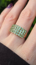 Load image into Gallery viewer, 2611: Vintage; 9ct Gold 32 Green Garnets Statement Ring- Fabulous
