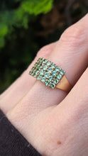 Load image into Gallery viewer, 2611: Vintage; 9ct Gold 32 Green Garnets Statement Ring- Fabulous
