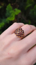 Load image into Gallery viewer, 2388: Vintage: 9ct Gold 23 Garnets Geometric Set Statement Cluster Ring
