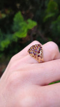 Load image into Gallery viewer, 2388: Vintage: 9ct Gold 23 Garnets Geometric Set Statement Cluster Ring

