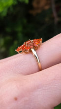 Load image into Gallery viewer, 2553: Vintage; 9ct Gold 17 Fire Opals Flower Head Ring
