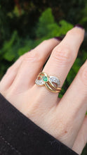Load image into Gallery viewer, 0401: Vintage: 14ct Gold Emerald Crossover Cocktail Ring - lovely symmetry
