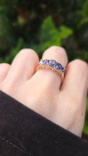 Load image into Gallery viewer, 6324 Vintage: Rare 9ct Gold Iolites 5 Stone Dress/Stacker Ring
