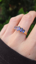 Load image into Gallery viewer, 6324 Vintage: Rare 9ct Gold Iolites 5 Stone Dress/Stacker Ring
