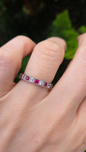 Load image into Gallery viewer, 2569: Vintage &amp; Rare 9ct White Gold Rubies Spinels Full Eternity Ring- From 1963
