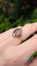 Load image into Gallery viewer, 6359 : Vintage: 9ct Gold 13 Navette Set Garnets Cluster Ring- From 1977
