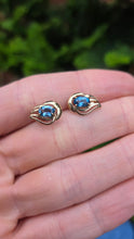 Load image into Gallery viewer, 2044 Vintage: 9ct Gold Swiss Blue Topaz Stud Earrings
