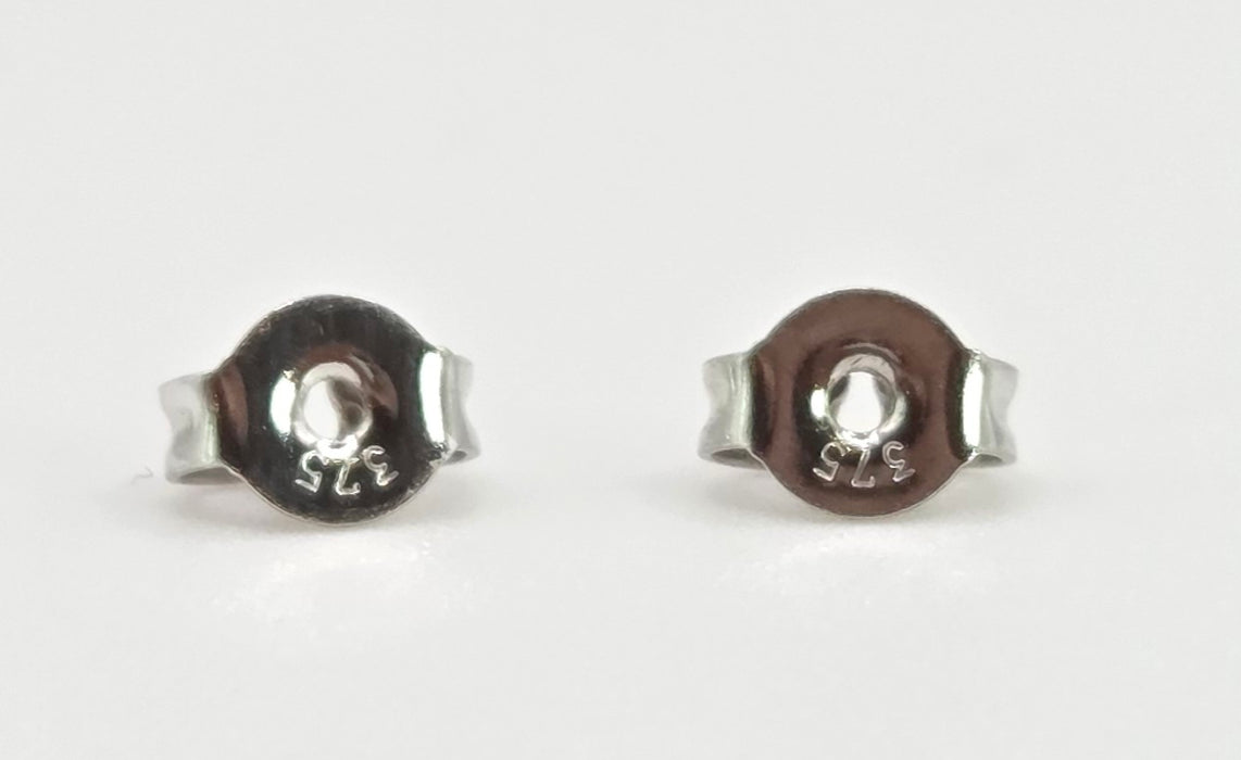 3020a: Vintage: 9ct White Gold Blue Topaz Diamonds Drop Stud Earrings