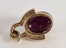 Load image into Gallery viewer, 4730: Vintage:  9ct Gold Star Ruby 14 Natural Sparkling Diamonds Pendant
