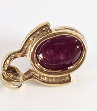 Load image into Gallery viewer, 4730: Vintage:  9ct Gold Star Ruby 14 Natural Sparkling Diamonds Pendant
