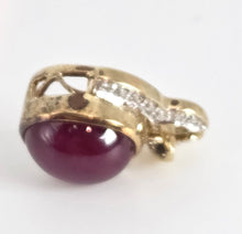 Load image into Gallery viewer, 4730: Vintage:  9ct Gold Star Ruby 14 Natural Sparkling Diamonds Pendant
