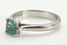 Load image into Gallery viewer, 2620: Vintage: Platinum Rectangular Step-Cut Emerald Ring
