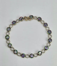 Load image into Gallery viewer, 2744: Vintage &amp; Rare 9ct Gold Caribbean Topaz Diamonds Bracelet (18cm)
