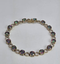 Load image into Gallery viewer, 2744: Vintage &amp; Rare 9ct Gold Caribbean Topaz Diamonds Bracelet (18cm)
