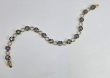 Load image into Gallery viewer, 2744: Vintage &amp; Rare 9ct Gold Caribbean Topaz Diamonds Bracelet (18cm)
